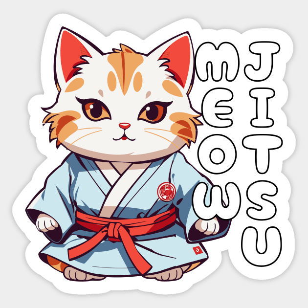 Meow-Jitsu Jiu Jitsu Cat Sticker by ElCrocodel